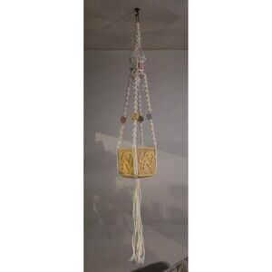 Vintage 1970s 5ft Long Macrame  Hanging Plant Hanger Nursery Learn Jack In Box